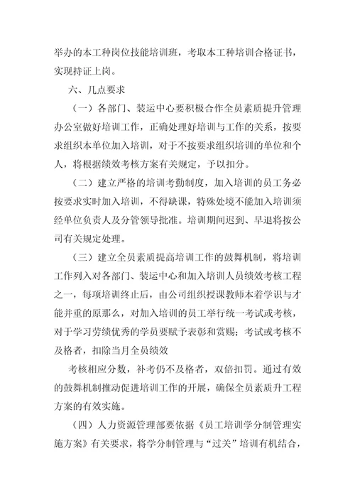 企业员工能力素质提升工程实施方案全员素质提升实施计划方案