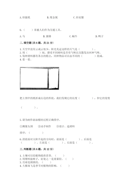 教科版小学二年级上册科学期末测试卷审定版.docx