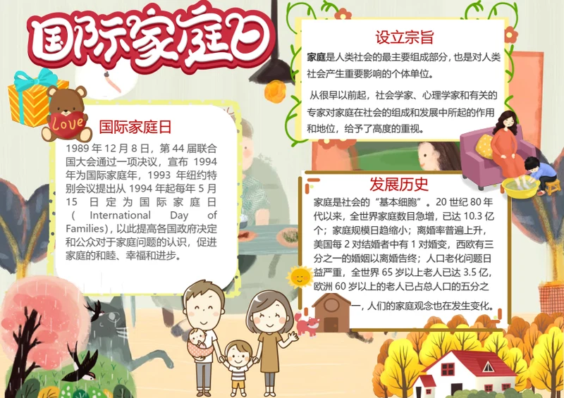国际家庭日Word小报