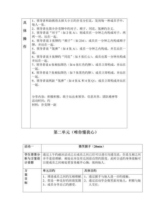 大学新生班级团体凝聚力建设团辅专题方案设计.docx