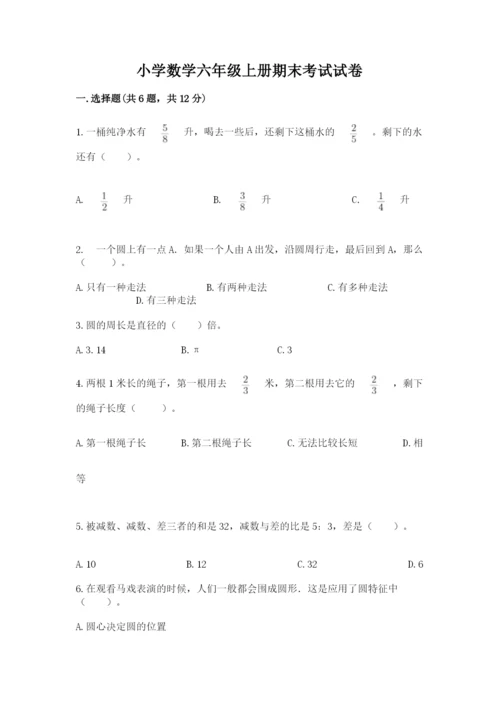 小学数学六年级上册期末考试试卷及完整答案【名师系列】.docx