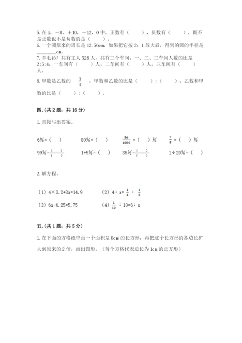 苏教版六年级数学小升初试卷附参考答案（巩固）.docx