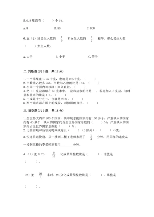 人教版六年级上册数学期末测试卷（综合题）word版.docx