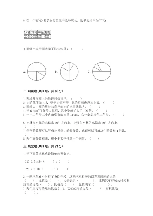 六年级上册数学期末测试卷含完整答案（必刷）.docx