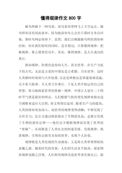 懂得规律作文800字.docx