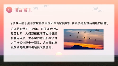 粉色简约八年级语文下册大雁归来PPT模板宣传PPT动态PP