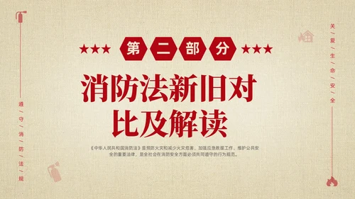 黄色简约学习解读中华人民共和国消防法课件PPT全国消防日