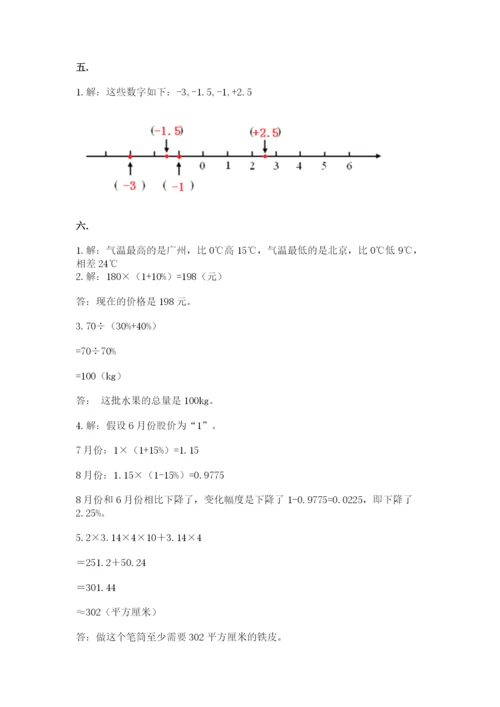 人教版数学小升初模拟试卷附答案【培优a卷】.docx