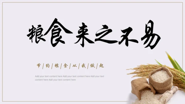 节约粮食，世界粮食日通用PPT模板