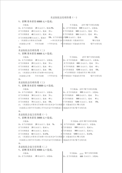 北京医院工资标准