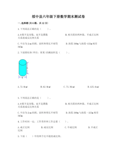 绥中县六年级下册数学期末测试卷（综合卷）.docx