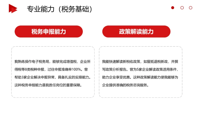 红色商务风会计专业大学生求职综合能力展示职业生涯规划通用PPT模版