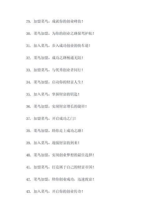 菜鸟加盟广告语大全