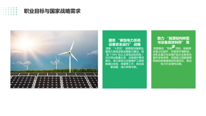 绿色简约风电气工程和自动化专业大学生职业生涯规划发展展示PPT模版