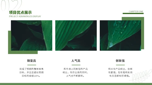 绿叶背景年中汇报总结植物范儿通用PPT模板