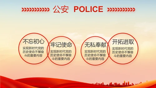 红色公安退休民警PPT动态模板