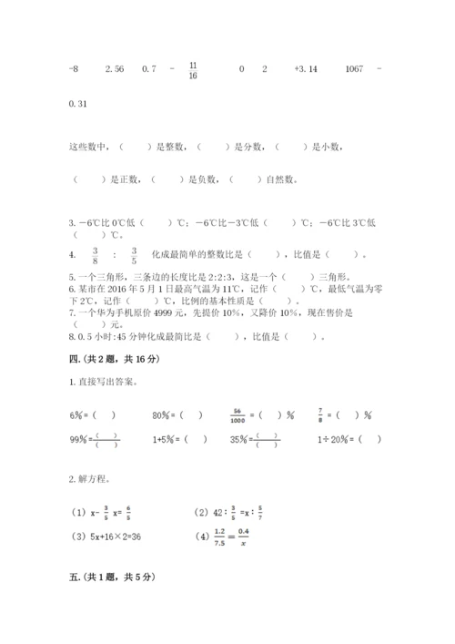 苏教版数学六年级下册试题期末模拟检测卷及答案（全优）.docx