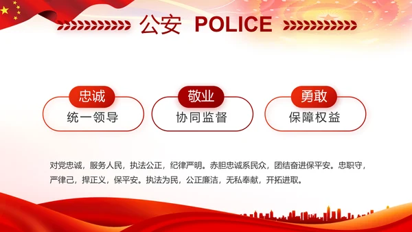 红色大气公安警察扫黑除恶斗争工作PPT动态