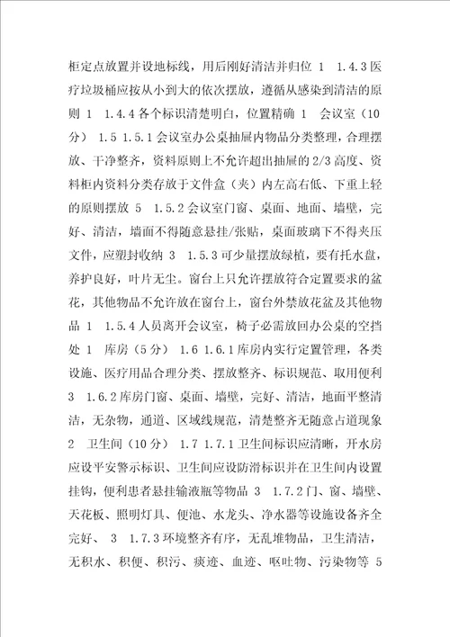 医院病区6S管理标准及考核评分表