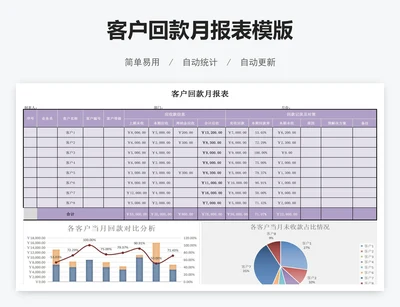 客户回款月报表模版