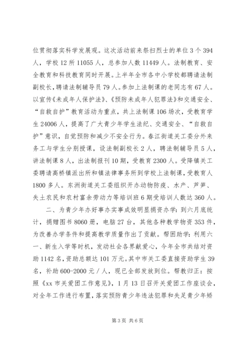 市关工委分片召开关心下一代工作汇报.docx