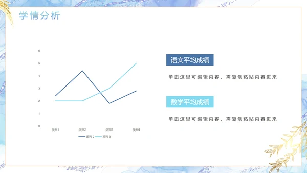 蓝色简约清新鎏金教师教学PPT模板
