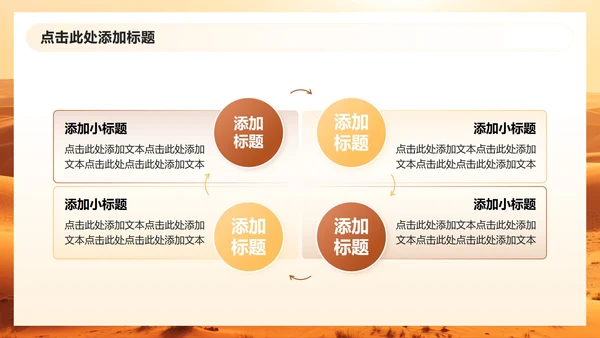棕黄色渐变商务风沙漠主题旅行计划PPT模板