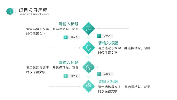 绿色几何项目发展历程PPT模板