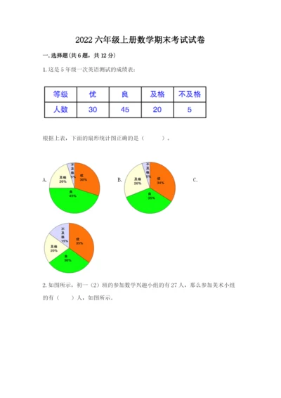 2022六年级上册数学期末考试试卷附答案【综合卷】.docx