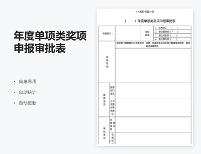 年度单项类奖项申报审批表