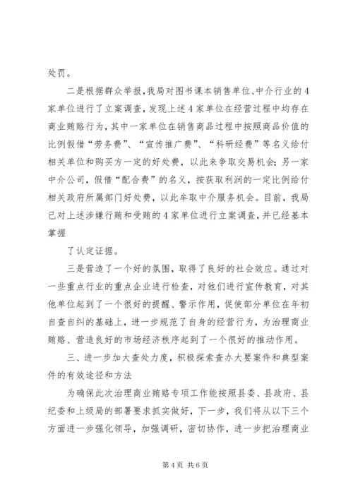 县工商部门治理商业贿赂的工作报告.docx