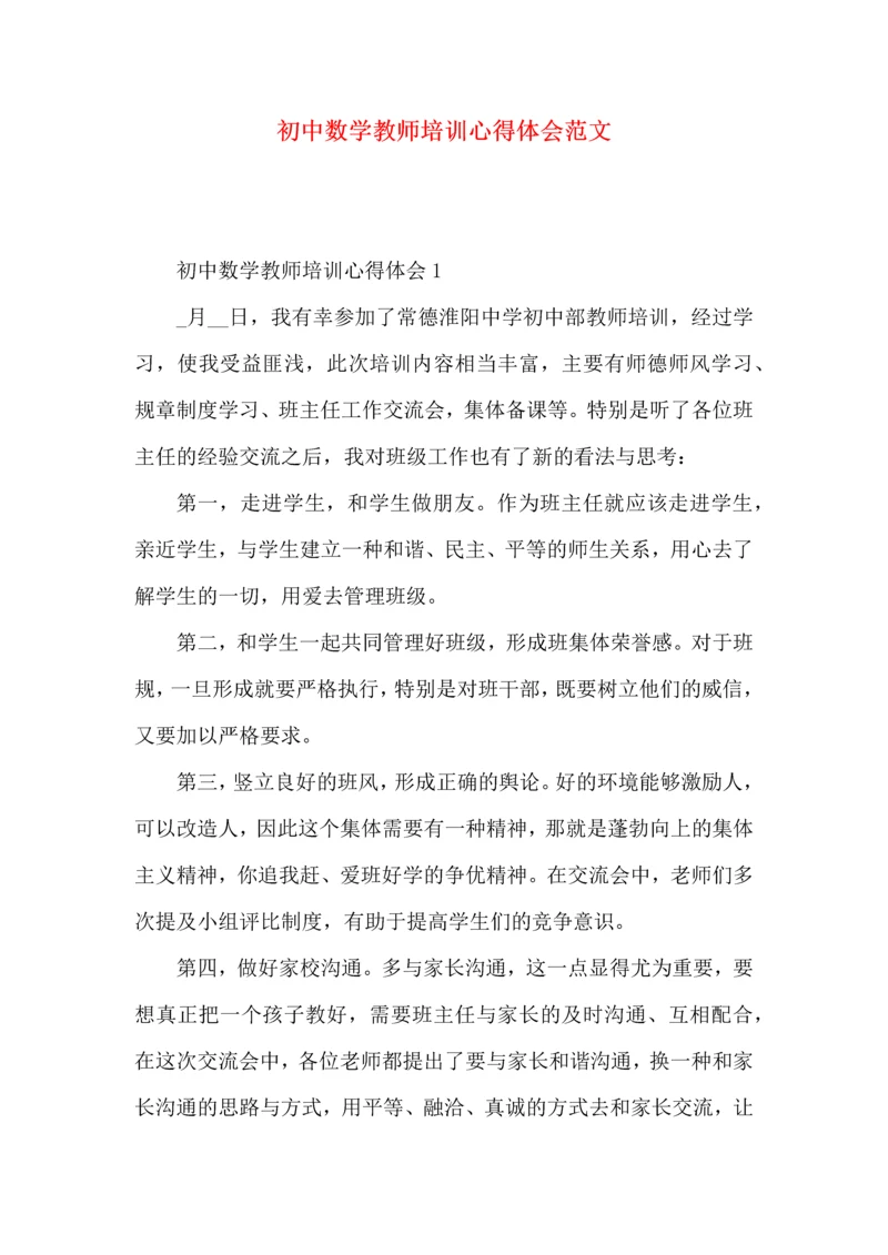 初中数学教师培训心得体会范文.docx
