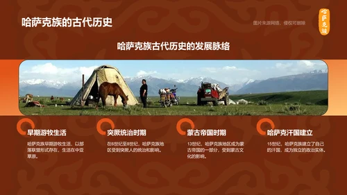 橙色复古风哈萨克族介绍PPT模板