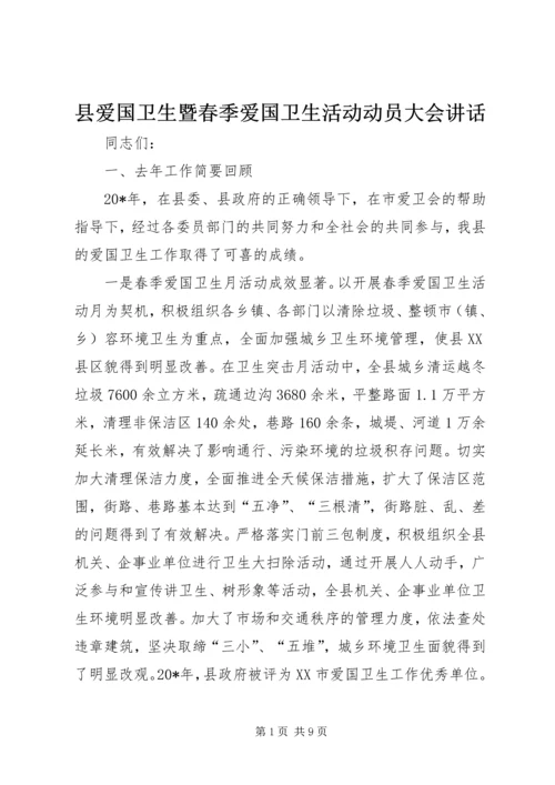 县爱国卫生暨春季爱国卫生活动动员大会讲话.docx