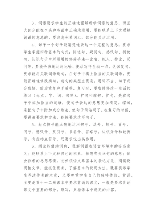 小学六年级语文期末复习计划.docx