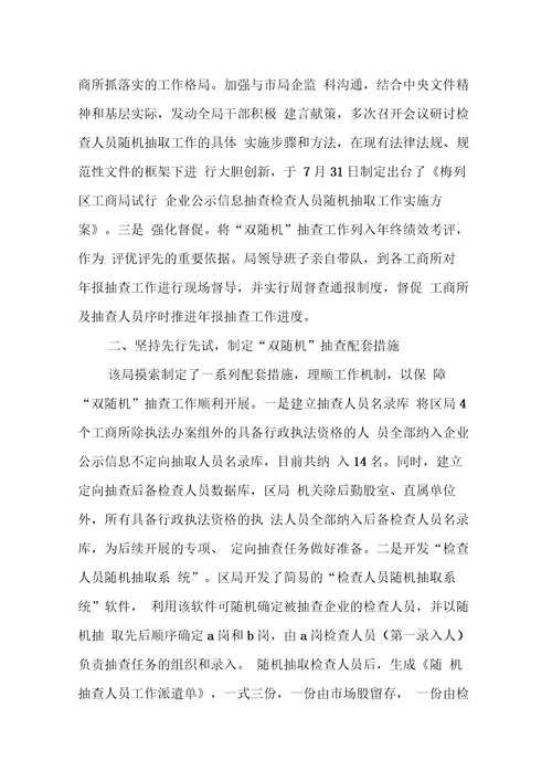 全面开展双随机一公开自查报告