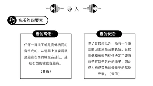 黑白简约小学音乐从零开始认识简谱说课课件PPT模板