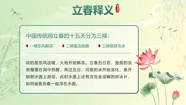 绿色国潮二十四节气立春带内容PPT模