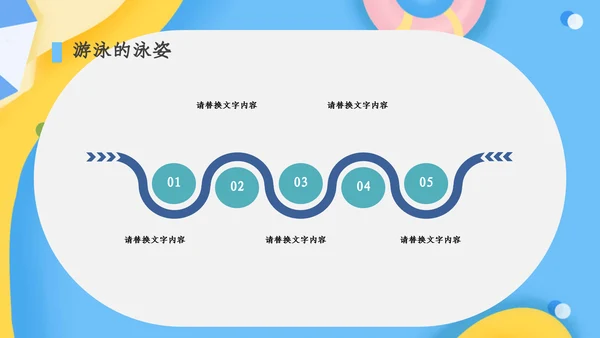 清新卡通游泳暑假班招生通用PPT模板