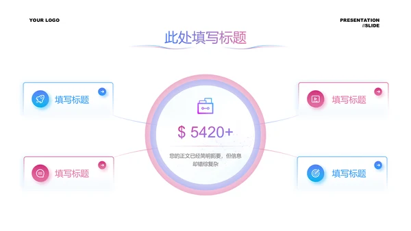 蓝粉色渐变极简风工作汇报通用PPT演示模板