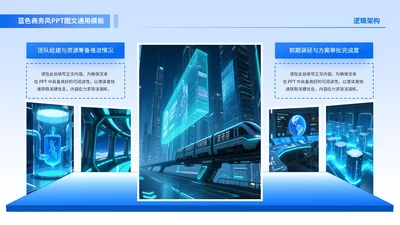 蓝色商务风2项图文排版PPT单页