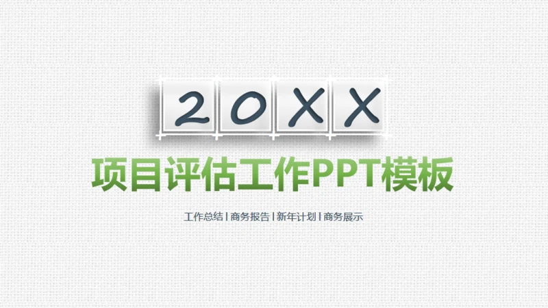 项目评估工作总结布纹质感通用PPT模板