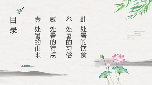 处暑二十四节气夏雨荷中国风通用PPT模板
