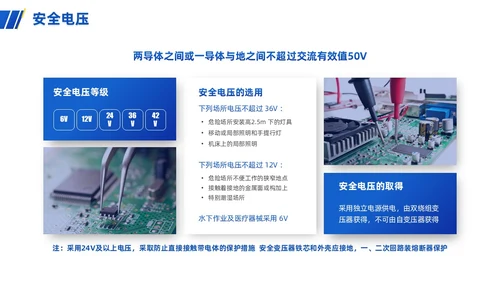 蓝色渐变简约商务电气安全培训PPT模板安全教育