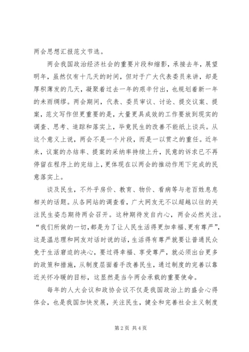 最新党员两会思想汇报范文20XX年字.docx