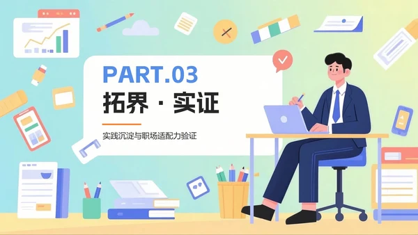 活泼渐变插画风大学生职业规划PPT模板