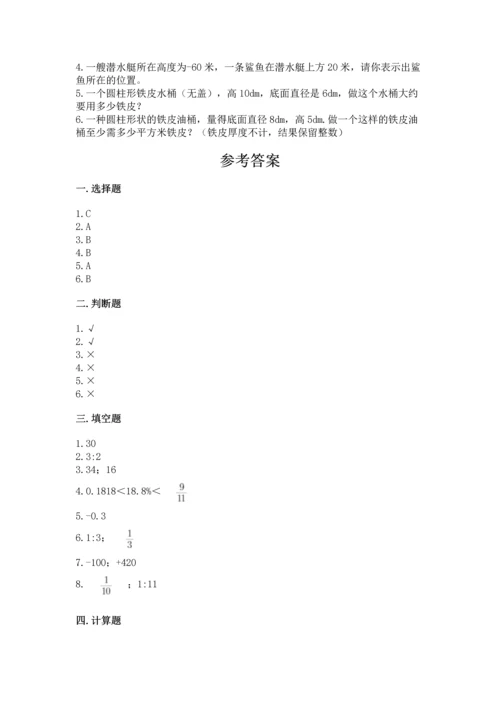 小学数学试卷六年级下册期末测试卷带下载答案.docx