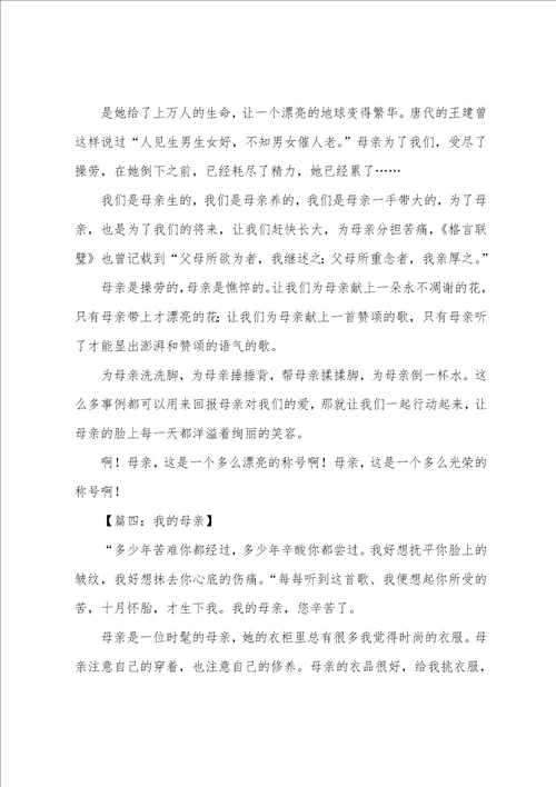 我的母亲初二作文