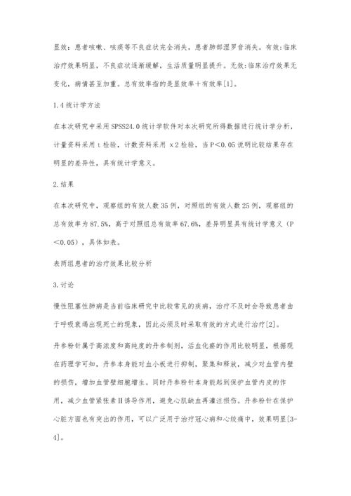 丹参粉针在慢性阻塞性肺病患者临床治疗中应用的价值评价.docx