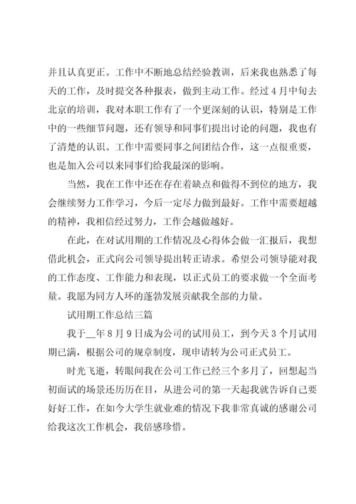 试用期工作总结三篇